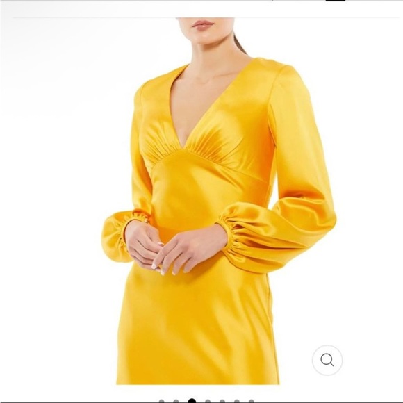 Elegant Yellow Satin Dress - Picture 11 of 11